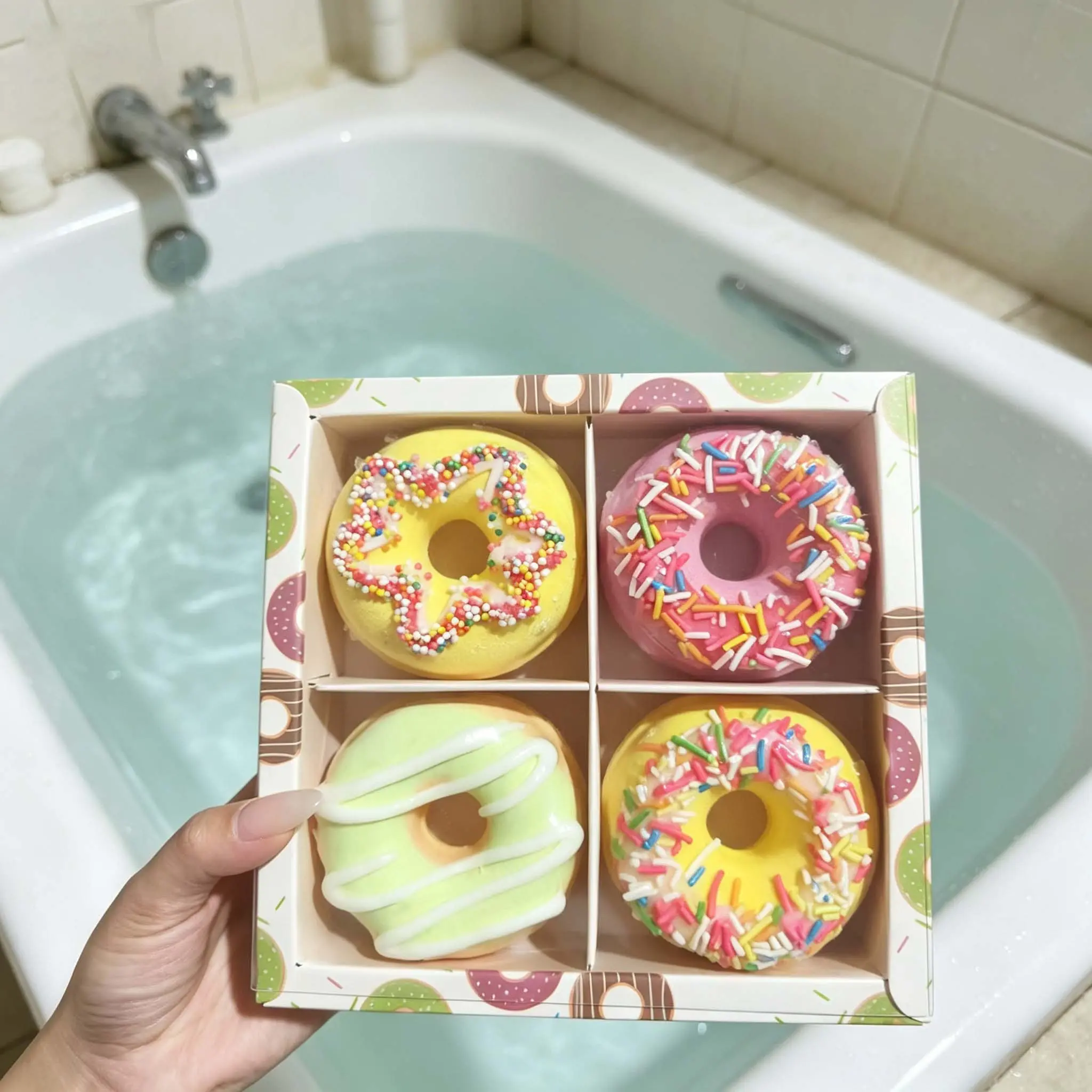 Donut Series Exploding Bath Bomb Set Bath Salts Bubble Bath Fizzy Ball Body Care Bubble Bath Fizzers Great Christmas Gift