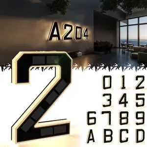 Solar Lighted 9 Inch House Numbers for Outside, Waterproof LED Address Numbers Signs with Large Personalization, ABS Material, Balcony Access,Modern Farmhouse Illuminated Sign