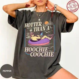 Comfort Colors Hotter Than A Hoochie Coochie T-Shirt, Vintage Concert Shirt, Meme Summer Vacation Tshirt, 90s Country Music, Lover Gift
