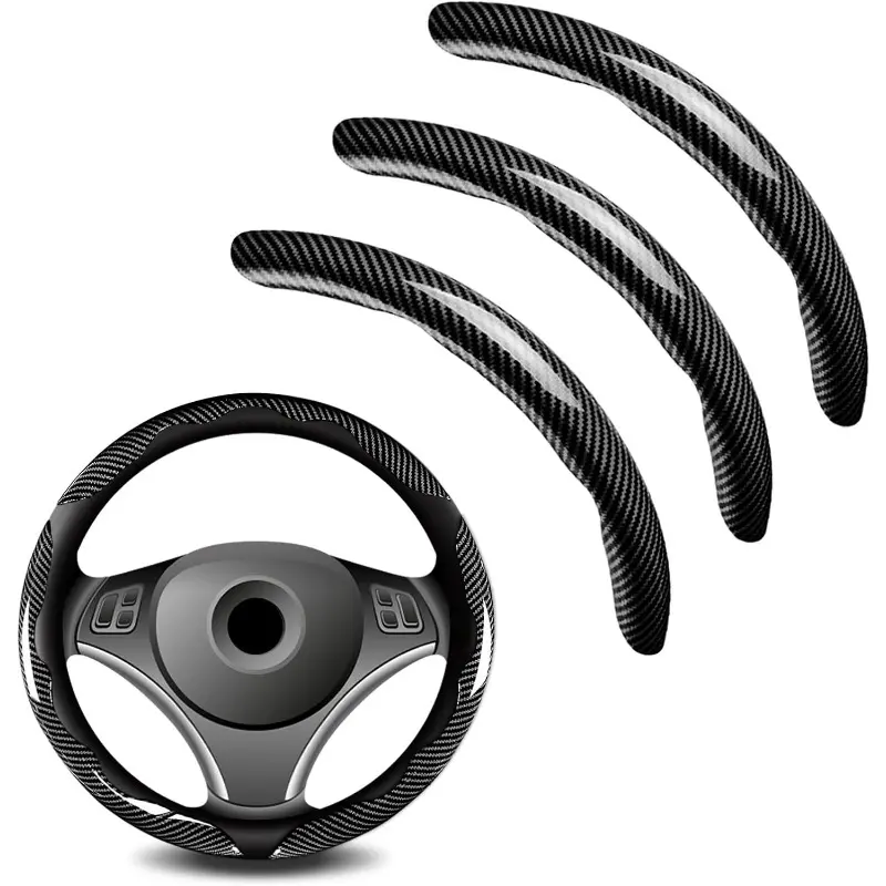 3Pcs Universal Carbon Fiber Steering Wheel Cover Set, High Grip, ABS Resin Buckle Design, No Inner Ring, Auto Accessories Car Steering Wheel Protector, Steering Wheel Accessories, Car Stuff