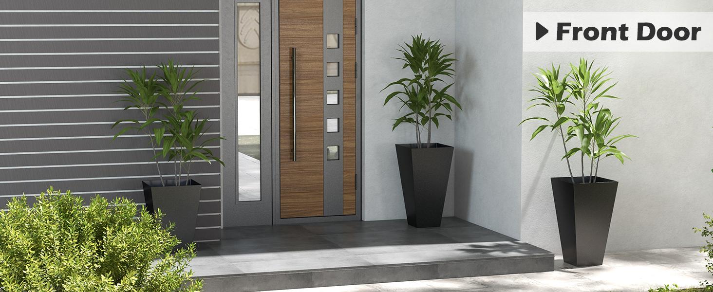 #Summervibes 【Set of 3】Outsunny Set of 3 Tall Planters with Drainage Hole, 28" Outdoor Flower Plant Pots, Indoor Planters for Porch Patio and Deck