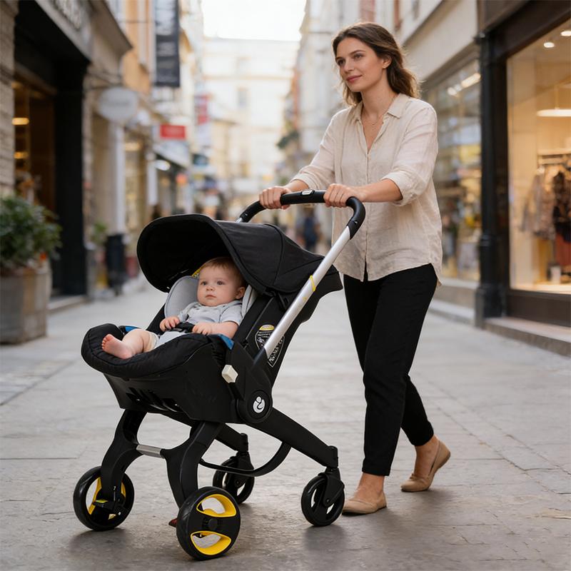 Baby Stroller with Free Bag ,Newborn Stroller,Foldable Stroller Legs,Equipped with Chest Clip,One-Click Contraction Function,Alloy Metal Material,4-wheel Travel Toddler Stroller