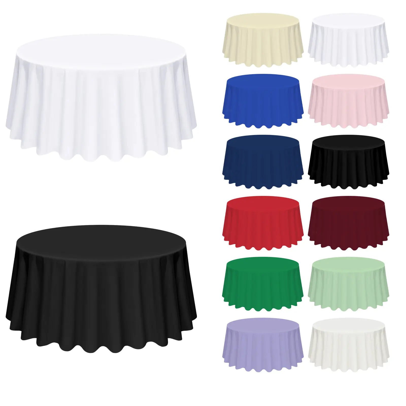 6/8/10/12 Packs Round Premium Polyester Tablecloth,  Wrinkle Resistant Washable Table Cover for Wedding Reception Banquet Party Halloween Decor Anniversary Party Household Items Holiday Outdoor Dining Table Decoration,#Back-to-school #Halloween