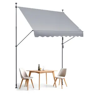 VEVOR 98 x 47" Patio Awning Retractable,  , Awning Sunshade Shelter with Manual Crank Handle, Outdoor Patio Canopy Sunsetter Deck, Adjustable Height from 86 to 122 in, for Patio/Balcony/Yard, Dark Gray