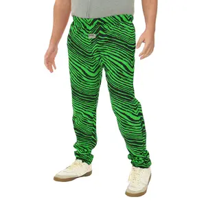 Zubaz Adult Unisex Z88 2 Color Zebra Pants, BLACK/NEON GREEN