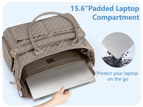 Bagstellar Teacher Tote Bag for Women,15.6 inch Laptop Work Tote Bags with 40oz Cup Holder, Waterproof Quilted Utility,Multiple Pockets,Shoulder Crossbody Tote Handbags for Women Work,Daily,Travel,Gym,School College