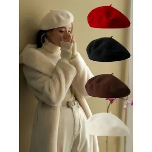 Mod Women's Casual Wool Beret Hat, Simple Elegant Fashion Accessory, Perfect for Vacation & School, Trendy Fall Winter Wear