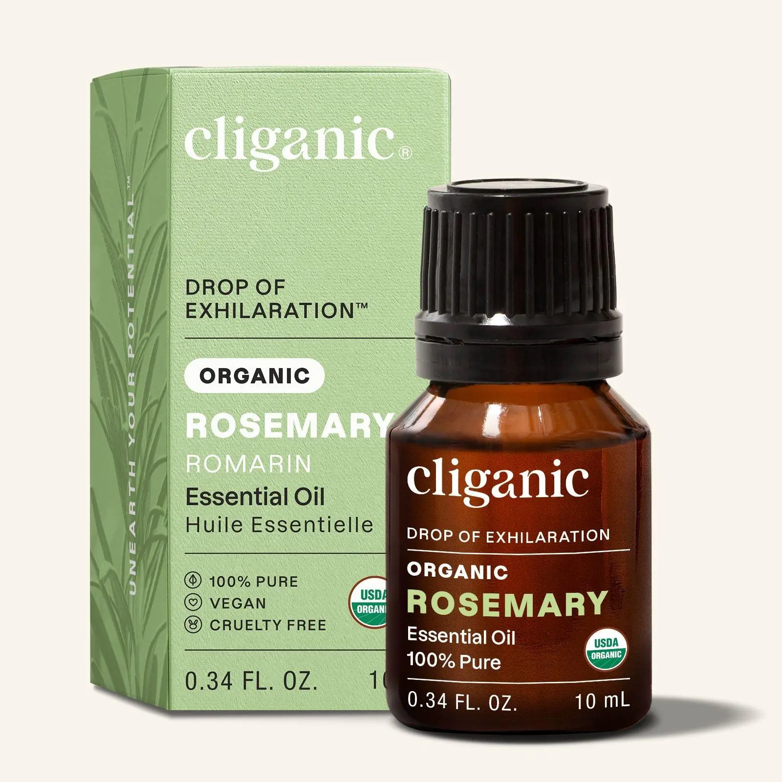Cliganic Organic Rosemary Essential Oil for Hair Skin Aromatherapy 100% Pure Natural Undiluted Non-GMO Verified - Fitness, Plant Scented Oils, Healthcare