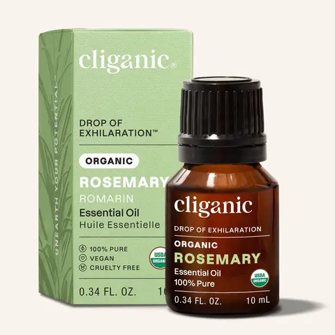 Cliganic Organic Rosemary Essential Oil for Hair Skin Aromatherapy 100% Pure Natural Undiluted Non-GMO Verified - Fitness, Plant Scented Oils, Healthcare