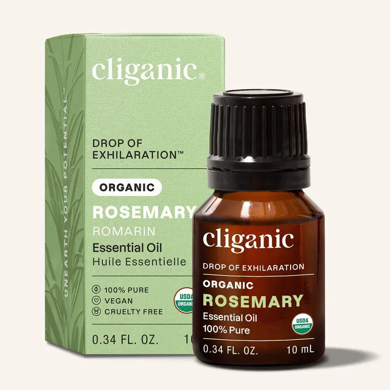 Cliganic Organic Rosemary Essential Oil for Hair Skin Aromatherapy 100% Pure Natural Undiluted Non-GMO Verified - Fitness, Plant Scented Oils, Healthcare
