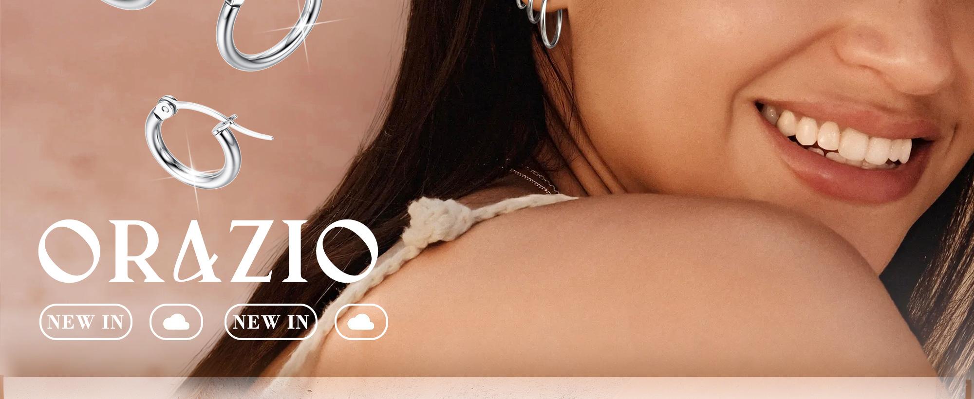 ORAZIO 4 Pairs Stainless Steel Hoop Earrings Set 10MM-20MM Cute Huggie Earrings for Women Hypoallergenic Jewelry Casual Trendy Fashion Earrings