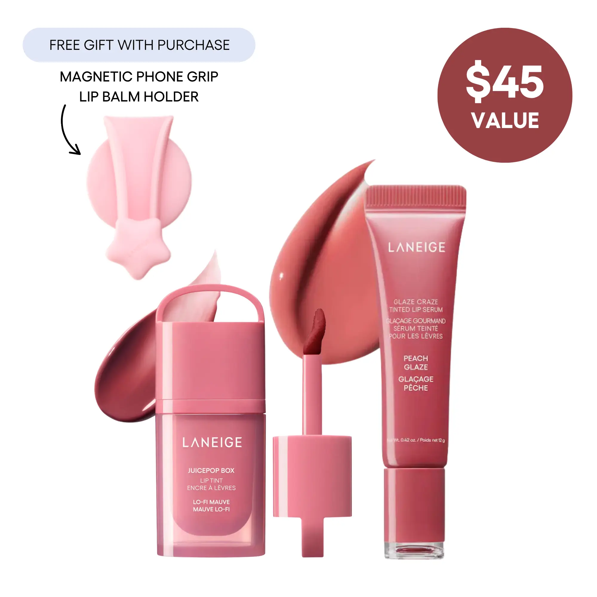 Laneige JuicePop & Glaze Craze Lip Duo, JuicePop Box Lip Tint and Glaze Craze Tinted Lip Serum
