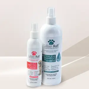 Lillian Ruff No-Rinse Grooming Pack of 2, Waterless Shampoo + Leave-In Conditioner & Detangler for Dogs, Puppy Fresh