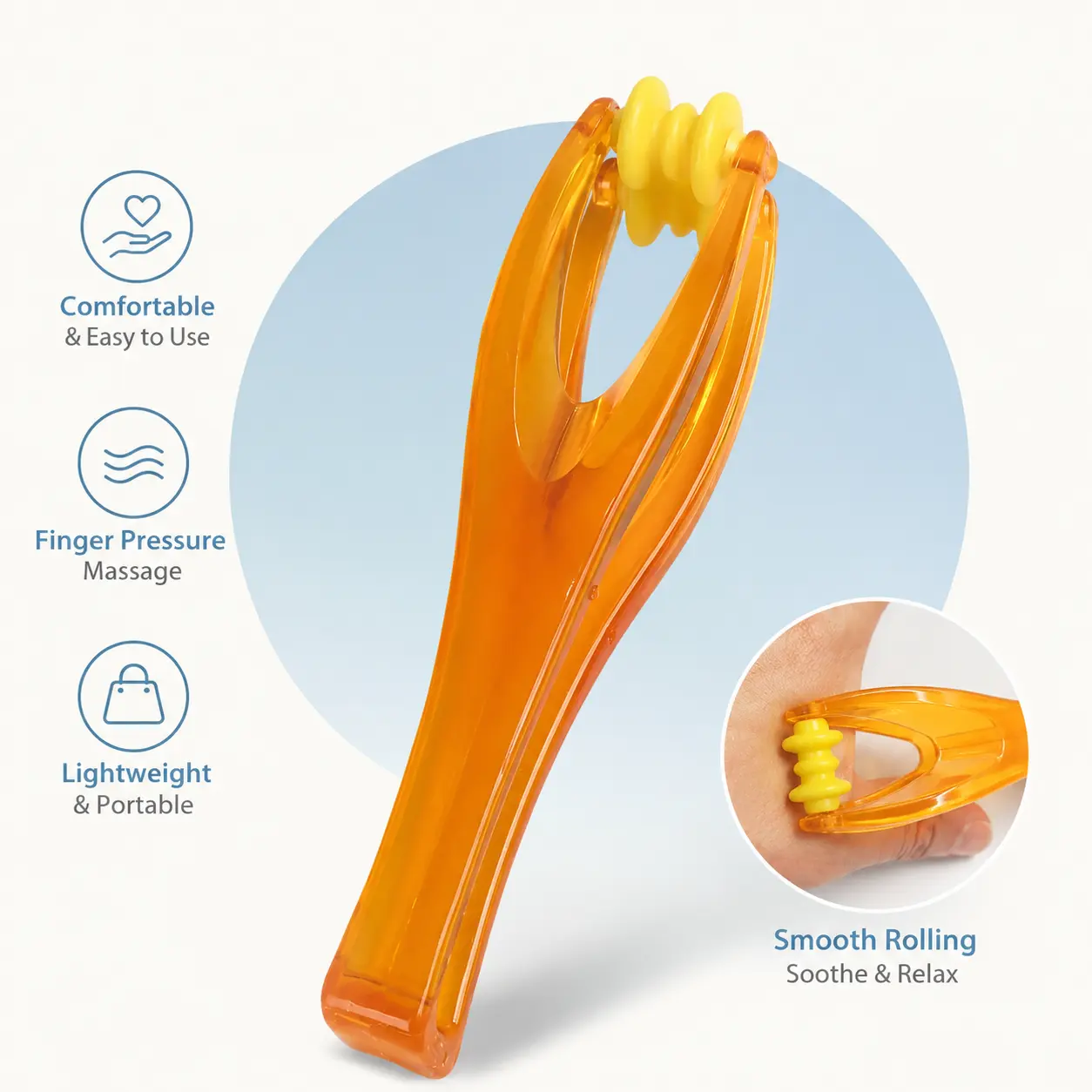 Handheld Finger Massager with Smooth Rotating Rollers for Muscle Relaxation, Compact Body Care Tool in Durable ABS Plastic