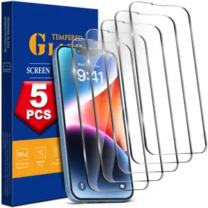 5 Pack Tempered Glass Screen Protector For iPhone 17 16 15 14 13 12 11 Series Pro Max Plus XR XS Max 8 7 6 SE, HD Clear, Dynamic Island Compatible