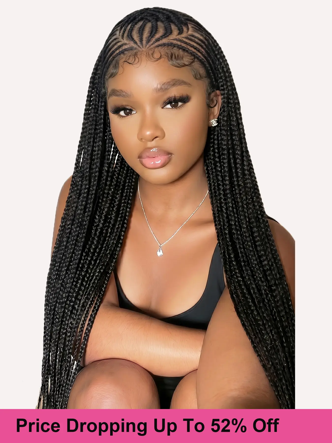 【Hot】Fulani Box Cornrow Braided Wigs 36'' Goddess Synthetic Full Lace Front Braid Wig With Baby Hair For Black Women Beginner Friendly Wig #summervibes