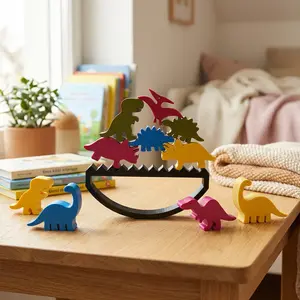 Dinosaur Balance Stacking Game - A Tower-Building Challenge Perfect for Kids, Adults, and Families at Birthdays, Christmas, and Halloween Parties - Improves Balance and Coordination, Fosters Strategic Thinking