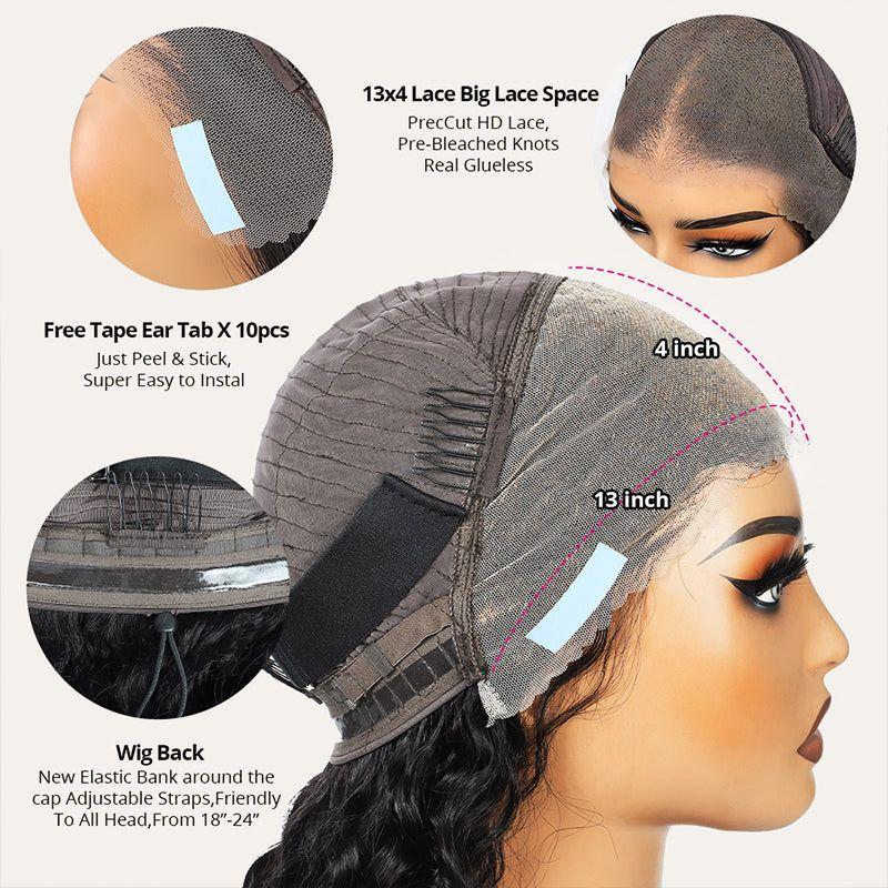 Bling Hair Drawstring Wig Glueless Water Wave 13x4 Lace Frontal Human Hair Wigs Pre-cut Deep Wave 13x6 Transparent Lace Frontal Human Hair Wig Pre-Everything Remy Human Hair Wigs For Beginners