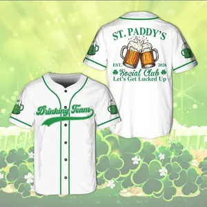 St Patrick's Day Drinking Team Graphic Funny Vintage Baseball Jersey Shirt
