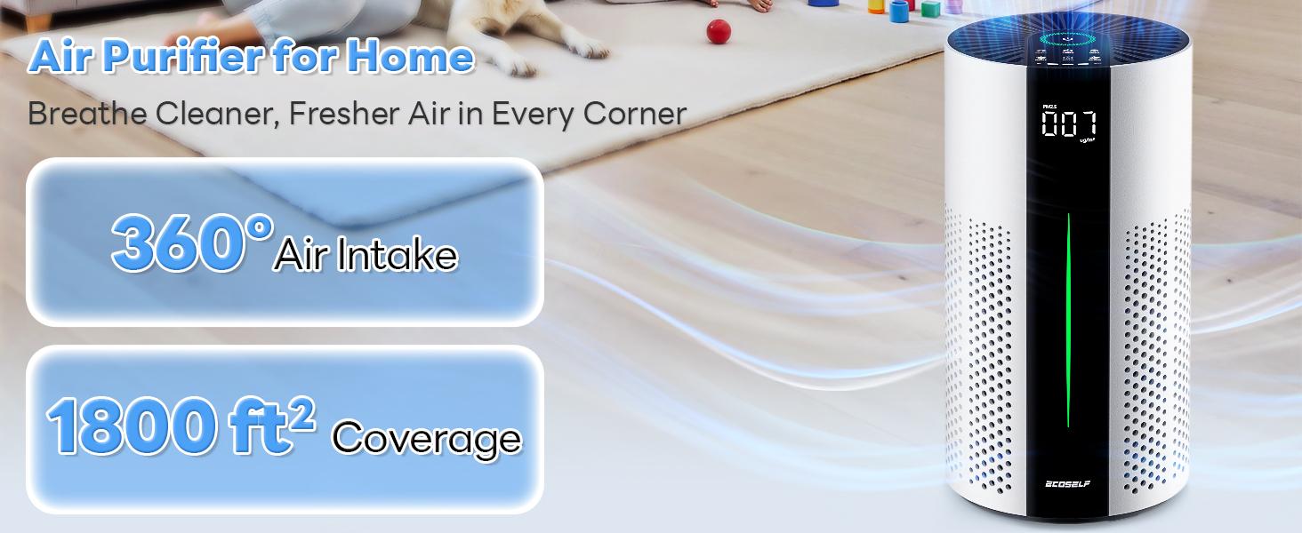 【2026 New Arrivals】Air Purifiers for Home Large Room up to 1800 Ft², Air Purifiers for Bedroom 360° Air Intake with Smart Auto Mode, HEPA Air Purifier, Air Cleaner for Smoke PoIIen Pet Dander, HAP609