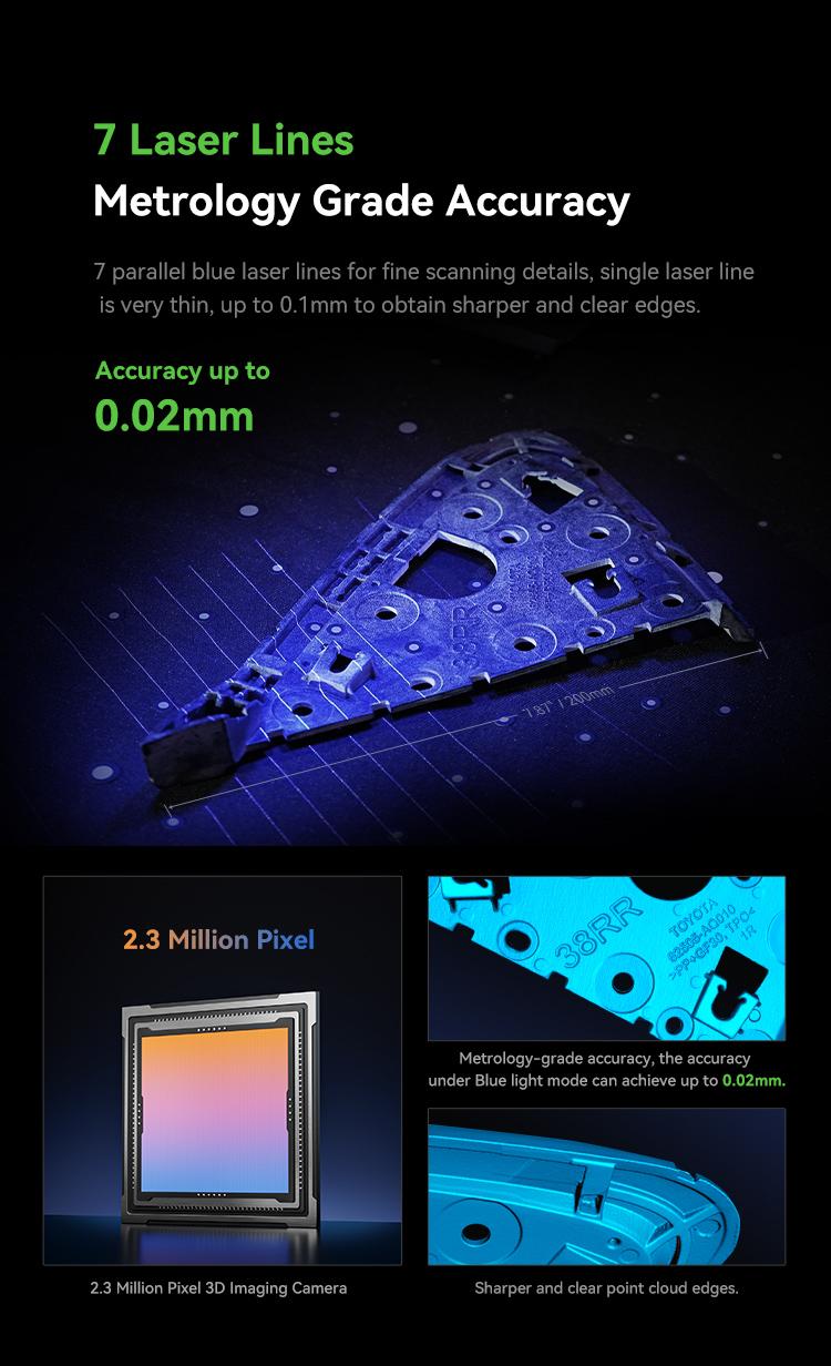 Creality CR-Scan Raptor 3D Scanner with Metrology Grade Accuracy and 7 Blue Laser Lines