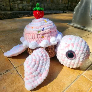 Strawberry Cupcake Crochet Sea Turtle