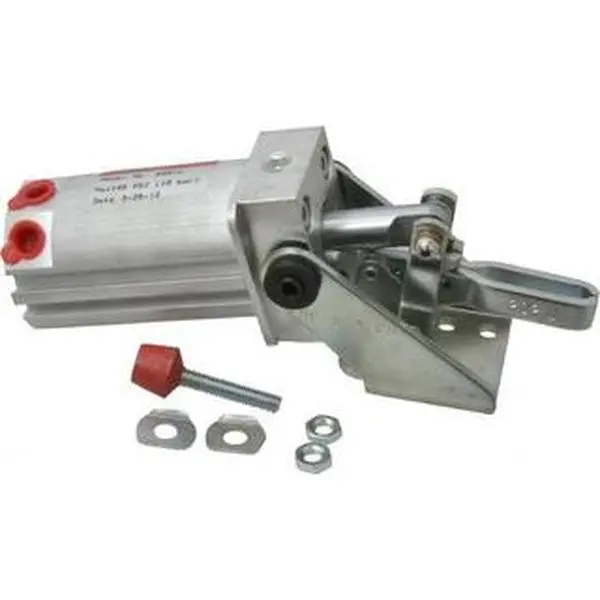 Destaco Horizontal Mount Air Power Hold-Down Toggle Clamp (1 clamp, Model 802-U) - 200 lb Inner Hold Capacity, 1/8 NPT Port, 145 Max psi, 102° Bar Opening, 26.92mm Height Under Bar