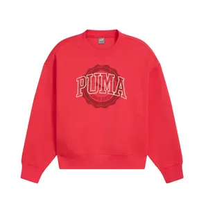PUMA Womens Vintage Sport Crew Logo Crew Neck Long Sleeve Sweatshirt Casual - Red
