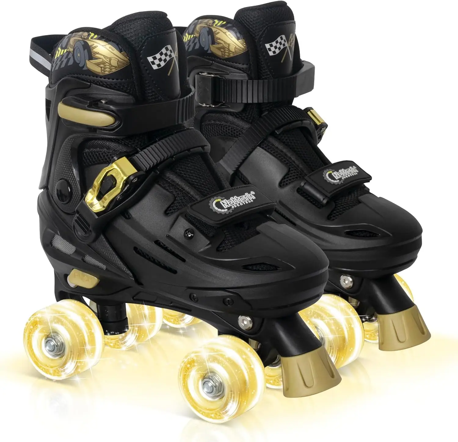 Adjustable Size Racing Car Graphics Roller Skates for Kids Ages 4-16, Indoor-Outdoor Beginner Inline Skating Gear with High-Precision ABEC-7 Bearings, Ideal Christmas Gift, No, Birthday