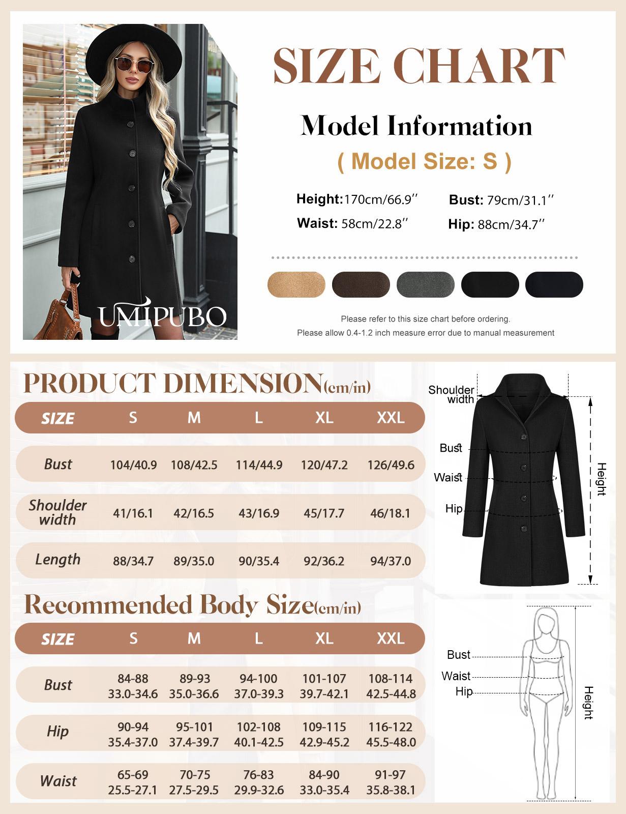 UMIPUBO Women's Winter Single Breasted Pea Coat Casual Stand Collar Overcoat Work Office Classic Jacket with Pockets UMIPUBO Women's Winter Single Breasted Pea Coat Casual Stand Collar Overcoat Work Office Classic Jacket with Pockets