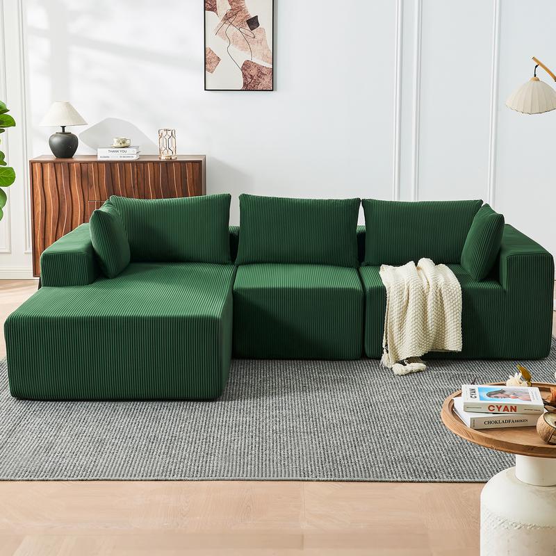 【2 Packages Shipping】109”Boneless Cloud Couch, Modular Sectional Sofa, Cloud Sectional Couch with Deep Seat, Modern Modular L-Shape Sofa Couch with Chaise,Upholstered Couches for Living Room Bedroom (Beige, Left Facing Chaise)