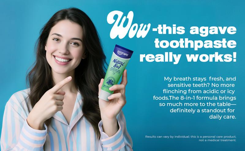 OCCOTAPS Agave Natural Herbal Toothpaste | Blue Agave Extract | Whitens Teeth & Strengthens Enamel |Fluoride-Free | Probiotics + Mint | With Niacinamide