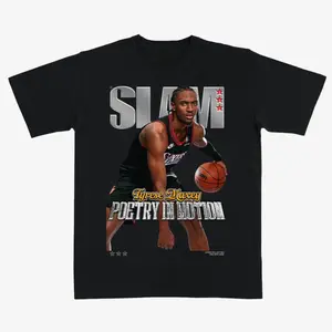 Tyrese Maxey Slam Basketball T-Shirt – Vintage Style Graphic Tee “Poetry in Motion” Design for Basketball Fans.