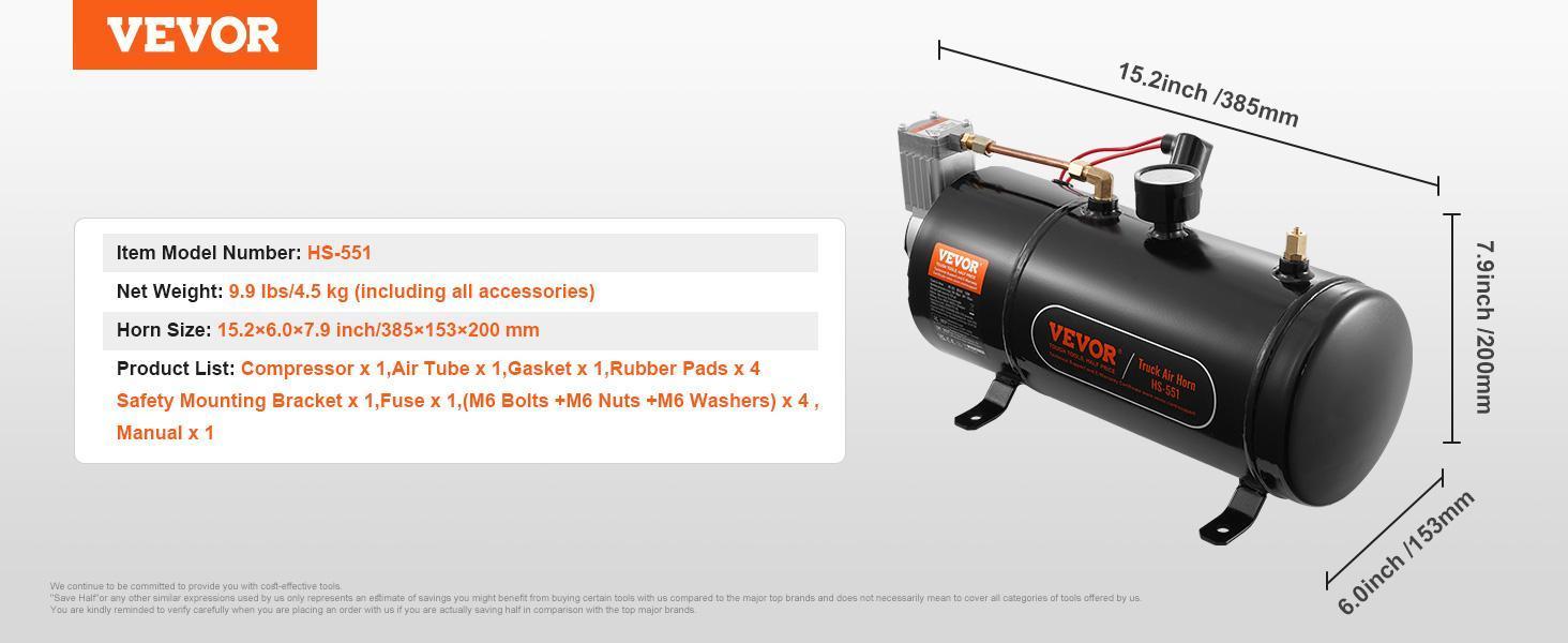 VEVOR 12V Air Compressor with Tank 0.8 Gallon/3 L, TikTokShopBlackFriday, Train Horn Air Compressor, 120 psi Working Pressure Onboard Air Compressor System for Train Air Horns, Inflating Tires, Air Mattresses VEVOR 12V Air Compressor with Tank 0.8 Gallon/3 L, TikTokShopBlackFriday, Train Horn Air Compressor, 120 psi Working Pressure Onboard Air Compressor System for Train Air Horns, Inflating Tires, Air Mattresses