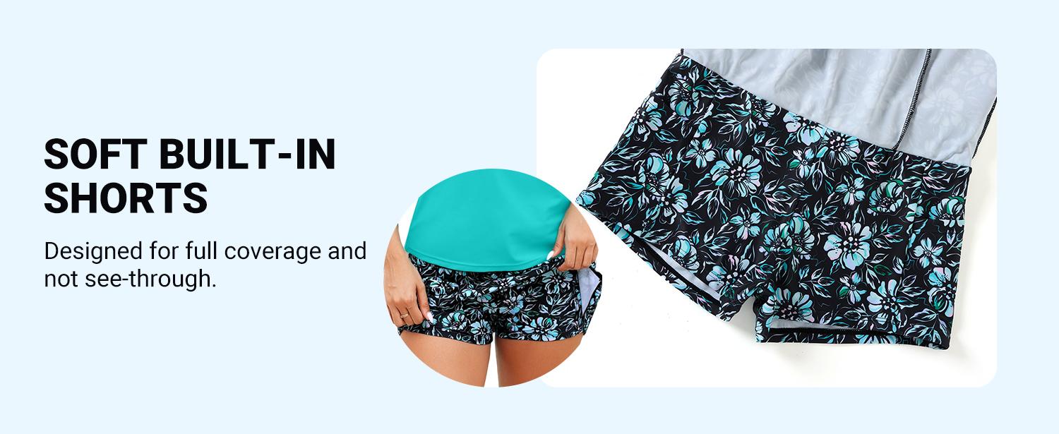 Daci Womens Three Piece Tankini Swimsuits with Skirt - Tummy Control Bathing Suit Swim Tank Top Sport Bra Athletic Swimwear