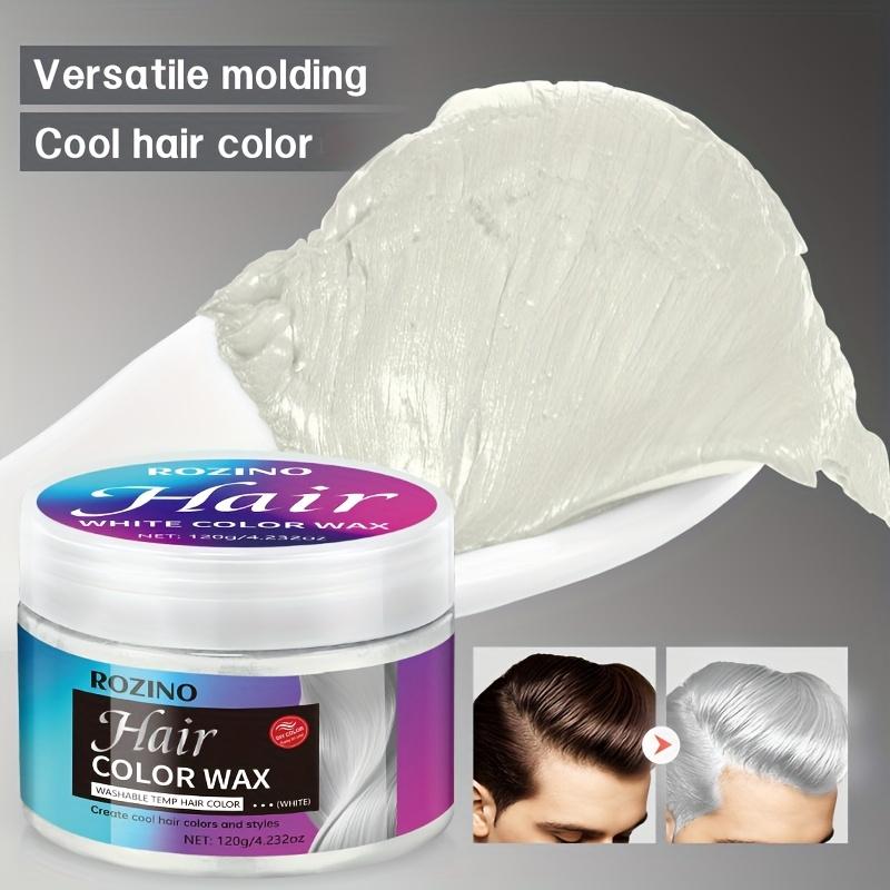 ROZINO White Temporary Hair Color Wax (4.2oz/120g) - Natural & Washable Hair Styling Pomade for Men & Women, Non-Sticky Hair Chalk for Cosplay, Halloween, Parties & Daily Use - Creates Bold White/Grey Hair Looks | TikTok Viral Hair Makeup Product