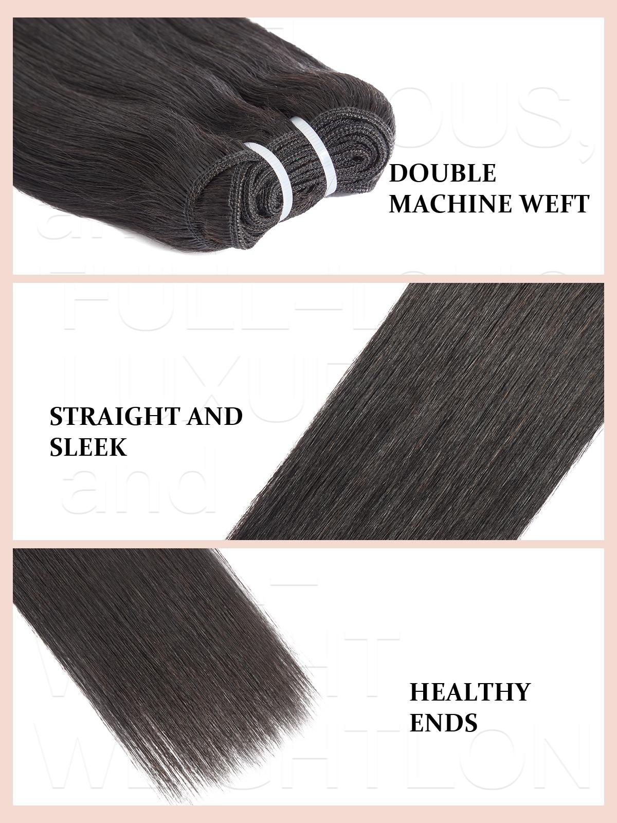 [Wequeen] Work-Ready Sleek 30 Inch Straight Hair Bundles 10A Grade Brazilian 12-36 Inch 100% Human Hair Natural Color Quick Weave Sew in/Glue in