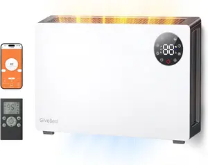 GiveBest Super Quiet Wall Heaters for Indoor Use 1500W Convection Design Space Heater with Adjustable Thermostat Child Lock 12H Timer Easy Mounted Electric Smart Heater for Bedroom Living Room Garage