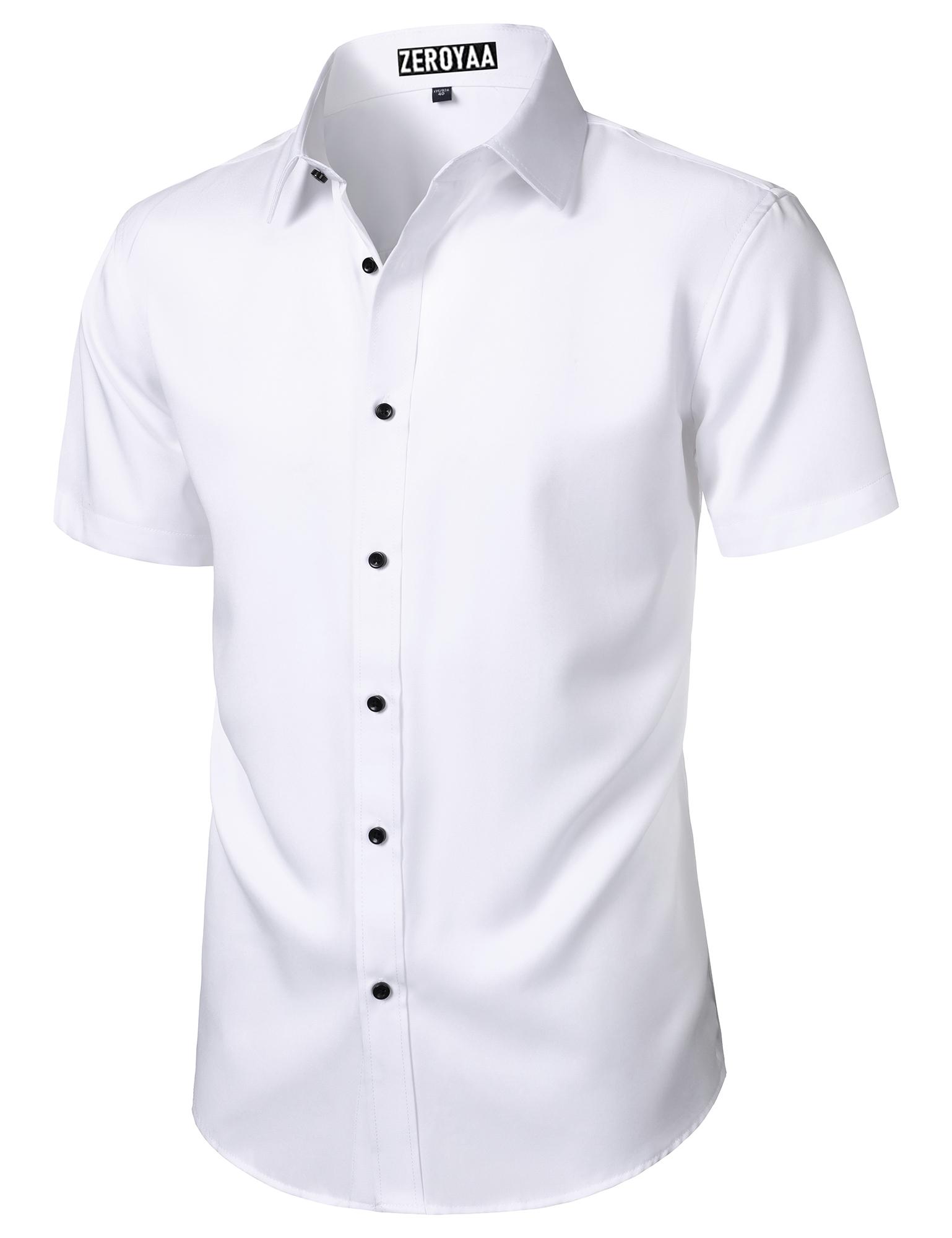 ZEROYAA Men's Short Sleeve Dress Shirt Casual Wrinkle Free Stretch Modern Slim Fit Button Down Shirts ZEROYAA Men's Short Sleeve Dress Shirt Casual Wrinkle Free Stretch Modern Slim Fit Button Down Shirts
