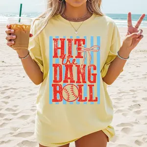 Hit the Dang Ball , Baseball Lover, Sports Mom Tee, Baseball Game Trendy Baseball T-Shirt streetwear graphic apparel
