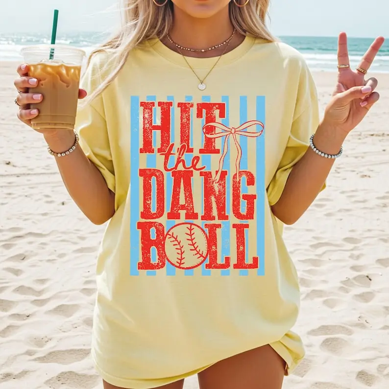 Comfort Colors® Hit the Dang Ball , Baseball Lover, Sports Mom Tee, Baseball Game Trendy Baseball T-Shirt