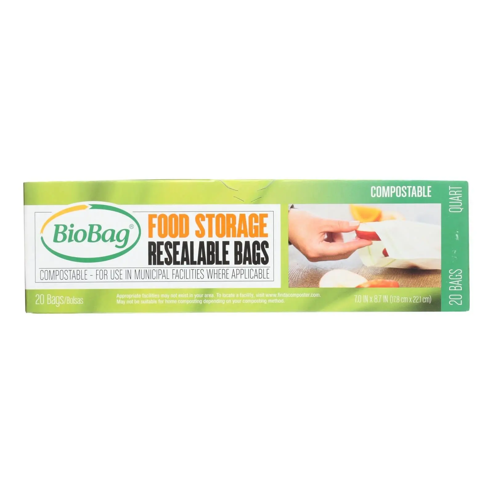 Biobag Resealable Compostable Food Storage Bags (12 Pack, 20 Count per Pack)
