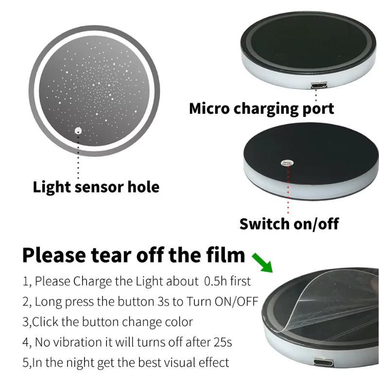 1PCS/2PCS/4PCS LED Cup Holder Lights for Car, Rechargeable 7 Color-Changing Light Up Cup Holder Insert Coasters, Car Accessories for Teens