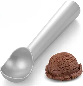 7 inch Ice Cream Scoop - One-Piece Nonstick Aluminum Ice Cream Scooper - Professional Metal Ice Cream Spoon - Durable, Easy to Use & Clean - Lightweight Cookie Spoon - Scoop Ice Cream (Sliver)