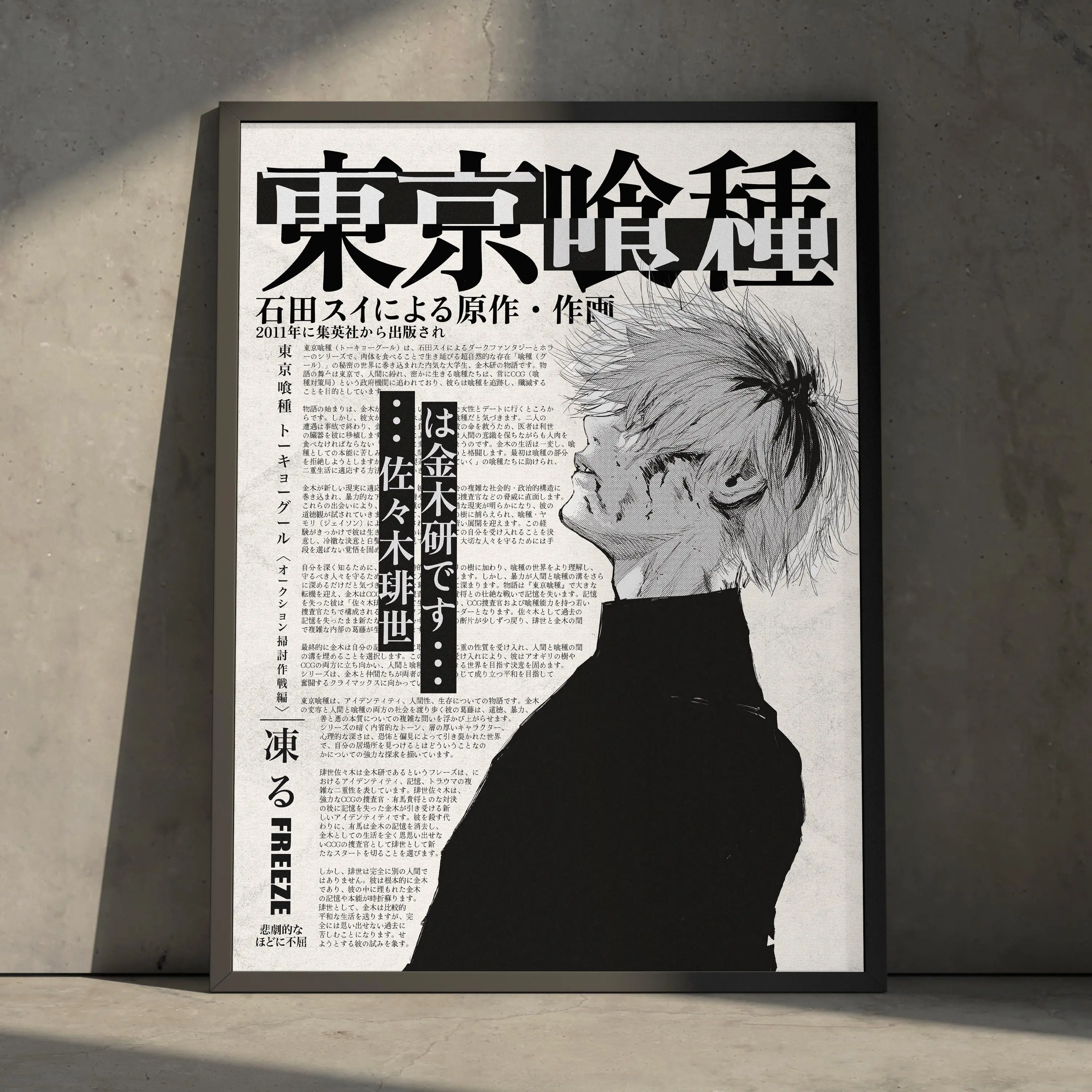 Tokyo Ghoul Anime Manga Poster Art Print, Ken Kaneki Vintage Minimalist Japanese Wall Decor Artwork, Birthday Gift for Anime Fan