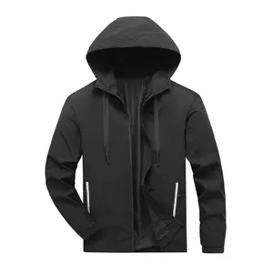 Men’s Spring/Autumn Hooded Jacket, Minimalist Windproof Waterproof Casual Coat, Reflective Running Top