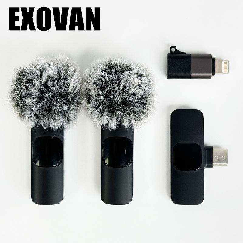 Wireless mini Microphone for iPhone/Smartphone, 2 Mini Lapel Microphones with Clearer Audio for Video Recording, Interview, Vlog，Noise Reduction Device Noise Cancellation Stereo Wireless vlogging tools handheld high quality audio