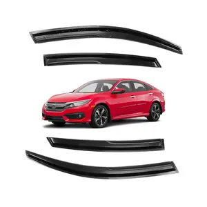 Tape-on -For Honda Civic 2016-2020 10th Gen Sedan Window Visor-Black# Rain guard# Rainproof#Sun Shade#UV Protection# Easy-Install # Vent Shades# Car Windshield# Car Weather Shields# Wind Deflector