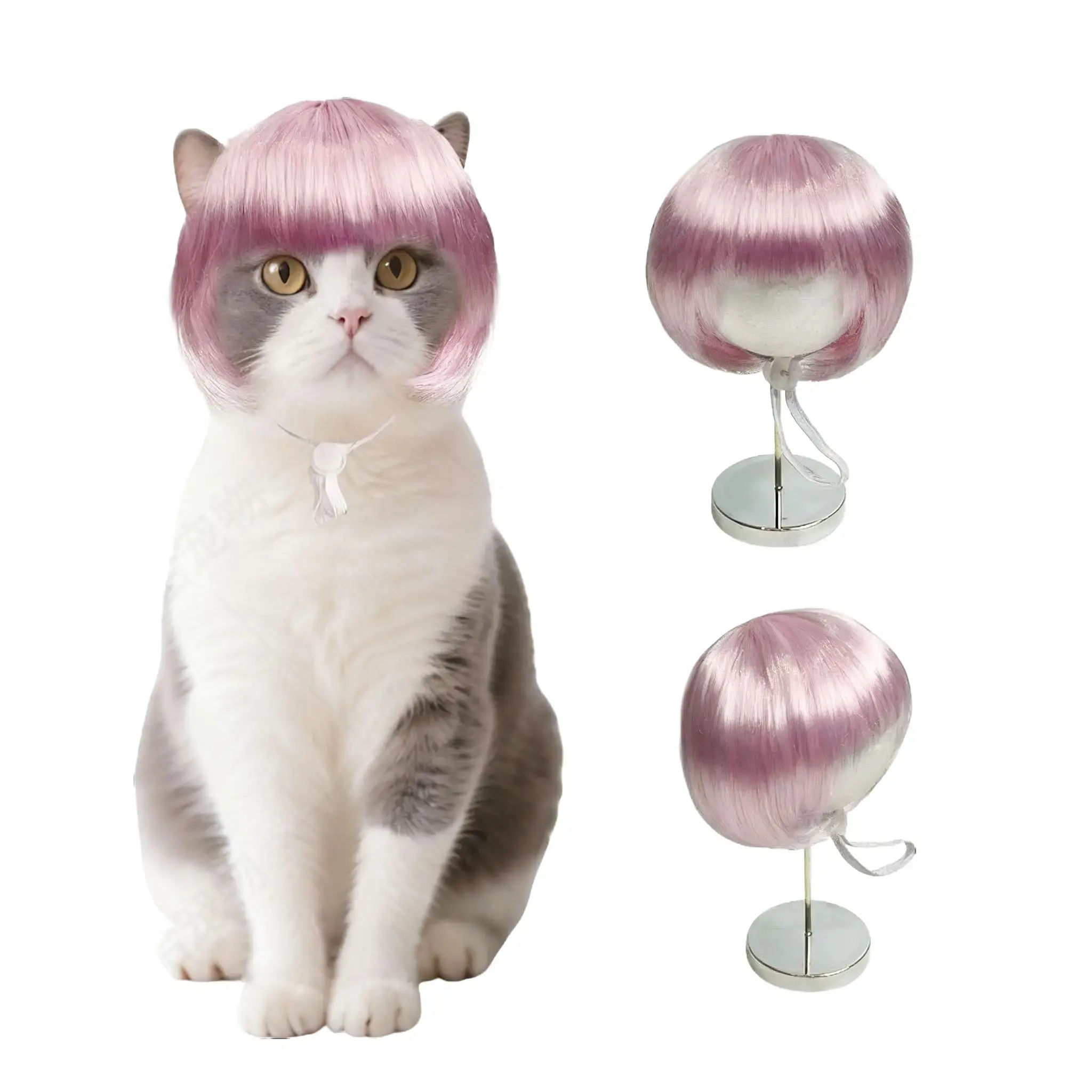 TESSVEYA Pet Wig Cat Wig DIY Cut Funny Cat Cosplay Wig for Halloween Christmas Parties Festivals Suitable for Small Medium Large Dogs Hand-Sewn Durable Washable Costume, cat accessories