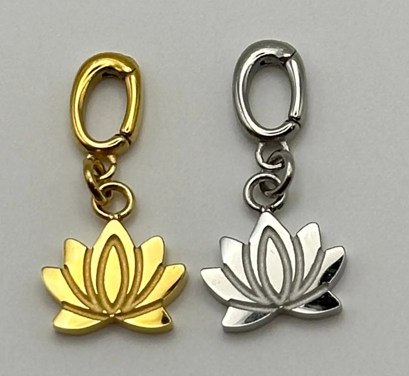 Women's Fashion Lotus Shape Charm - Crafted from High-Quality 316L Stainless Steel Interchangeable Pendant, Tarnish-Resistant Waterproof Gold-Silver Jewelry Gift for Daily Everyday Wear (1 Size, Choking Hazard Small Parts Note), One Size